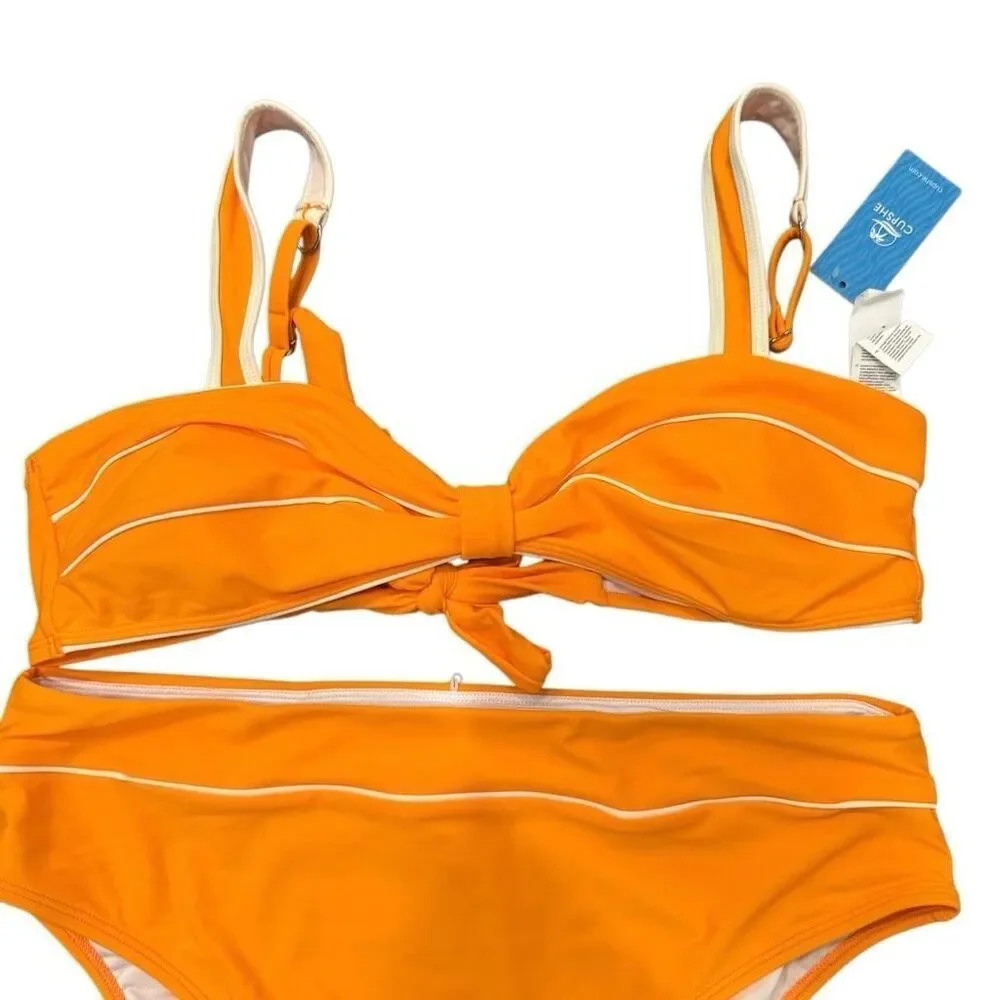 NWT CUPSHE Sunset Blaze Orange Bikini Set- size L/XL - Picture 7 of 8